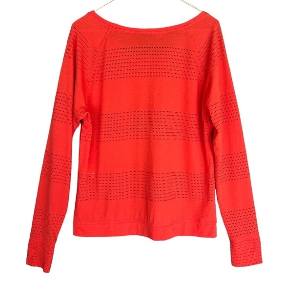 Athleta Orange Limitless, Perforated Mesh Long Sleeve Pullover Athletic Top - Picture 5 of 9